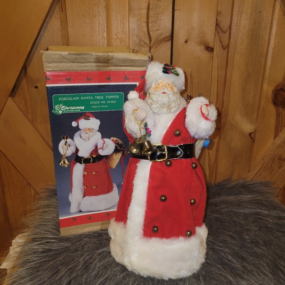 Christmas Around The World Porcelain Santa Tree Topper Vintage - Picture 1 of 9